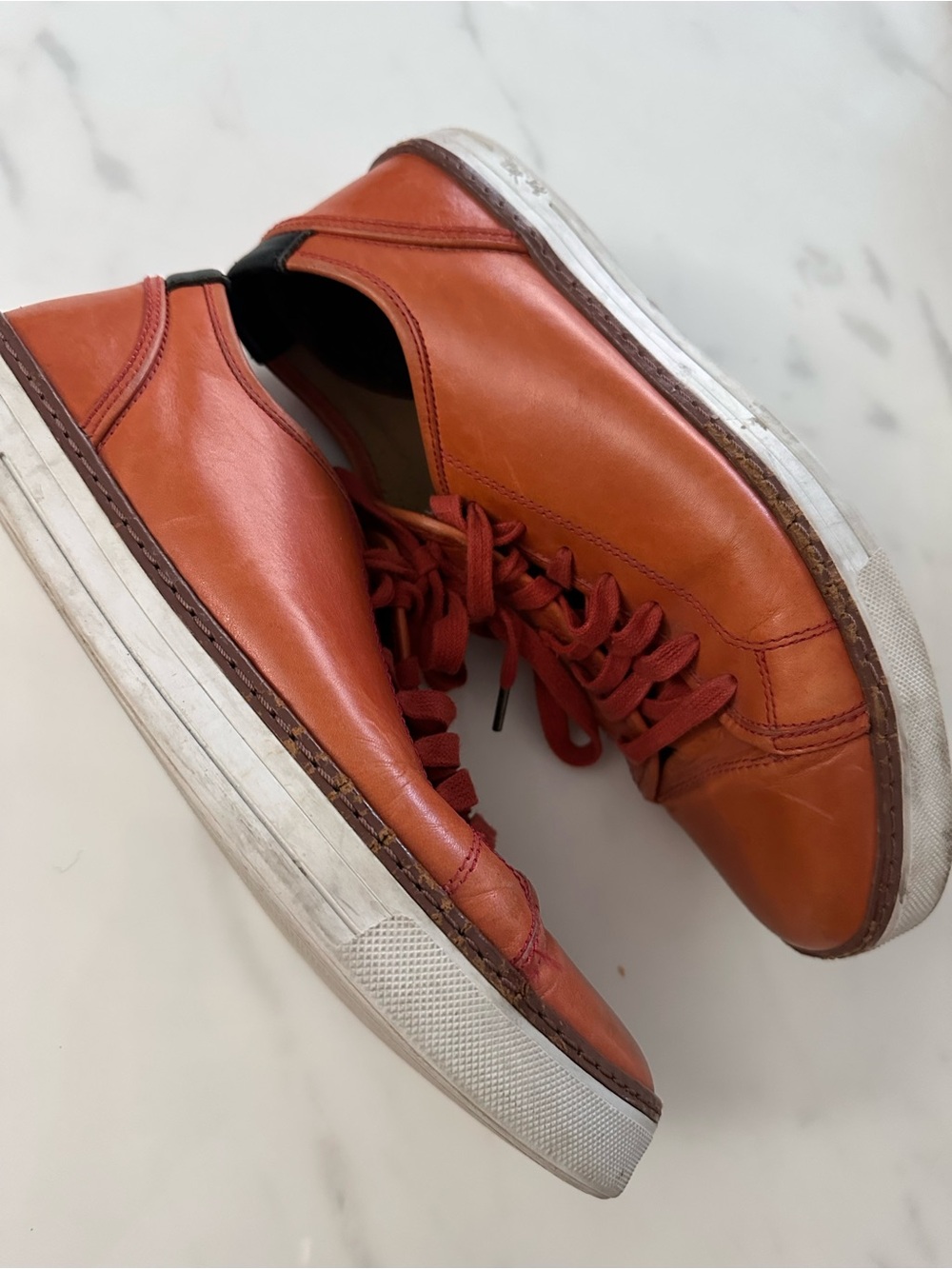 Coach Men’s Orange Leather Low Top Sneakers Casual Lace Up Shoes size 9.5 - Picture 5 of 8